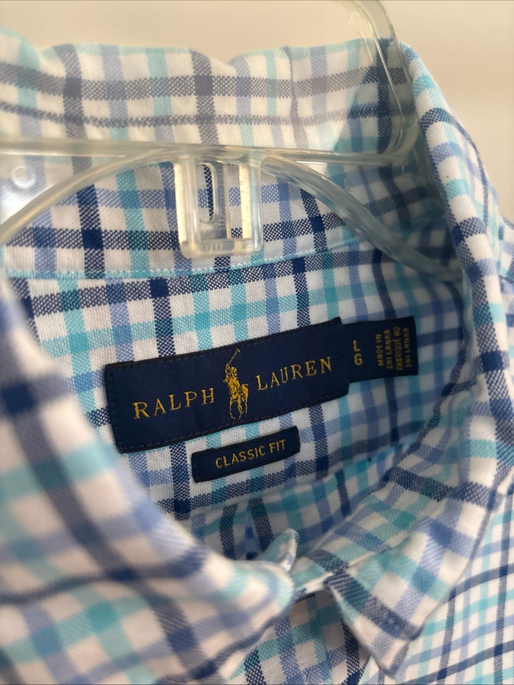 Polo Ralph Lauren Men's Blue Multi Plaid Cotton Oxford Shirt Size L Classic Fit - Picture 4 of 6